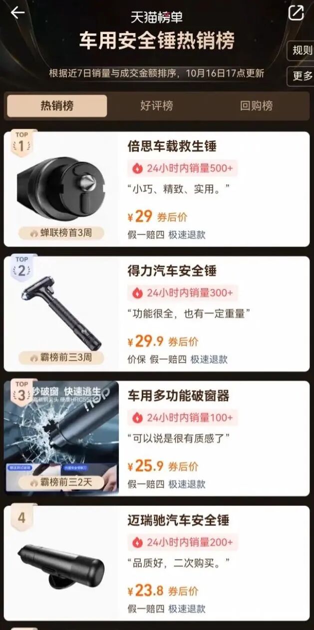 這玩意能救命！汽車破窗錘銷量暴增